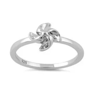 New Sterling Silver Pinwheel Flower Ring Size 7